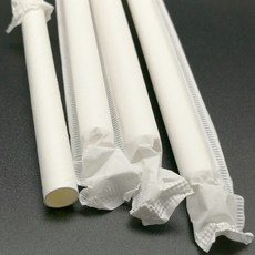 JEQ 獨立包裝一次性紙吸管 白色, 500件, 1個