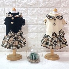 도그스토리 체크강아지원피스벨로아 강아지옷 애견의류 애견원피스, 검정, 1개