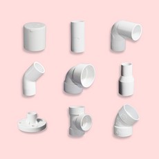 해피파이프 PVC파이프소켓 수도배관부속품 조립부품 이음부 이음관 DIY 놀이학습교구, 1개
