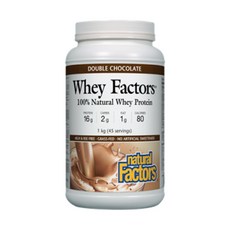 [내추럴팩터스] 100%내추럴 웨이프로틴 파우더 더블초콜렛맛 1kg (Natural Factors PGX® Whey Protein), 1개