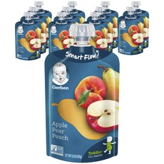거버 스마트 플로우 어린이 스무디 99g, 사과 + 배 + 복숭아(Apple + Pear + Peach), 12개입