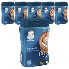 거버 싱글 그레인 시리얼 어린이 미음 454g, 오트밀 (Oatmeal), 6개