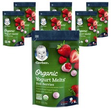 Gerber 요거트 멜츠 어린이 동결건조과일 8+ 먼스 28g, 레드 베리(Red Berries), 7개