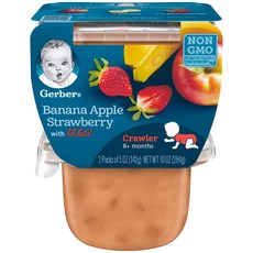 Gerber 3단계 142g 2개입, 바나나 + 애플 + 스트로베리 릴 비츠, 284g, 1개