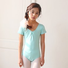국산 유아/주니어/성인용 베이직 반팔레오타드(에메랄드)