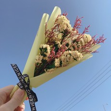 월드무역 드라이플라워 프리저브드플라워 생화 스타티스 꽃다발, 옐로우