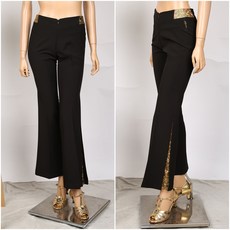 노브패리스 댄스스포츠복 NIB골드판타롱바지 라틴 모던 웰빙 사교 나팔바지 봄 가을 겨울 국내생산 부츠컷 팬츠, 블랙