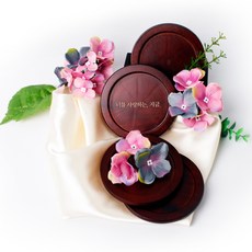 반디 옻칠 장미목 코스터 컵받침 1P, 장미목 원형 코스터, 1개