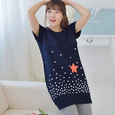 마더라이크 F.반팔은하수수유티- 임산부 면 여름 수유복 지퍼형