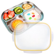 착한식판 클린스텐식판세트, 02 뚜껑+스텐식판_노랑, 1개