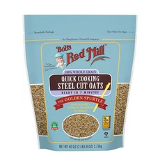 Bob's Red Mill 100% 홀 그레인 퀵 쿠킹 스틸 컷 오트, 1개, 1.13kg