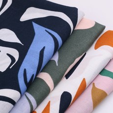 133 탐나요 큰 무늬 린넨 프린트 패브릭 원단 면 마 혼방 나염 천, 화이트, 1개