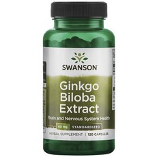 스완슨 징코 빌로바 추출물 60mg 캡슐, 1개, 120정
