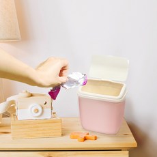 켈리앤스테판 주방 욕실 화장대 무타공 탈착식 휴지통, 핑크, 1개
