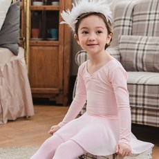 삐까부 아동용 긴팔 쉬폰 원피스형 발레복(여아용 일체형)