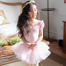 삐까부 아동용 리본벨라 원피스형 발레복(여아용 일체형)