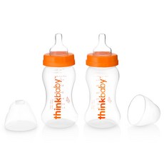 씽크베이비 보틀 젖병 스테이지 A 260ml, Orange + Clear, 2개