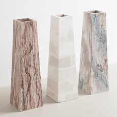 우드 나무 긴 사각 화병 마블 대형 11x38cm 조화꽃 전용 인테리어 꽃병 장식 소품 원예 용품 조화 꽃꽂이, 화이트