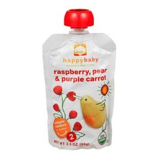 Happy Baby 심플 콤보 어린이 스무디 113g, 배, 딸기, 자주빛 당근(Pear Raspberry and Purple Carrot), 1개, 99g