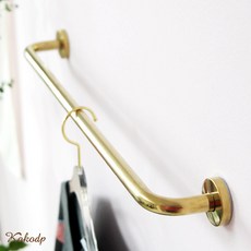 코코디피 고급 골드 스텐 옷가게 벽고정 행거 벽면 옷걸이 헹거, 64cm