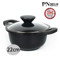 PN풍년 IH 주물 양수냄비, 22cm, 펄블랙, 1개