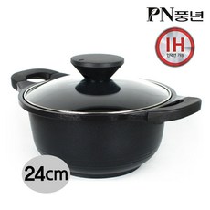 PN풍년 주물 IH 양수냄비, 24cm, 펄블랙, 1개