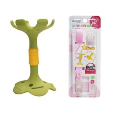 앙쥬 국민 입술 치아발육기 + 집게 스트랩 치발기, 입술치발기(그린)+스트랩(중)1p(핑크), 1개