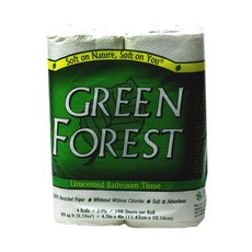 Green Forest 언센티드 바스룸 일반롤화장지 11.43 x 10.16cm, 1개, 4개입