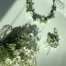 Fondant Flower 데이지 꽃, 부토니에(화이트)