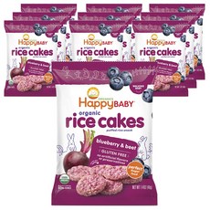 Happy Baby 라이스 케이크 어린이 쌀과자 40g, 블루베리 + 비트(Blueberry + Beet), 10개