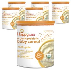 Happy Baby 프로바이오틱 시리얼 분말 어린이 미음 198g, 잡곡(Multi Grain), 6개