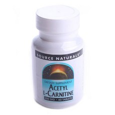 SOURCE NATURALS 乙醯 L-肉鹼 250毫克 錠劑 無麩質 純素 無糖, 60入, 1個, 60錠