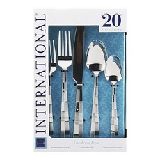 인터네셔널 양식커트러리 5종 세트 4개입, Checkered Frost, Dinner Fork + Salad Fork + Dinner Knife + Dinner Spoon + Teaspoon, 1개