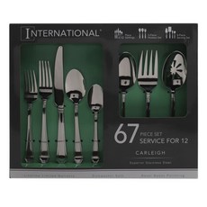 International 슈페리어 스테인리스 스틸 양식커트러리 12종 세트, Carleigh, Place Settings 12개입 +  Hostess Set + Serving Set, 1개
