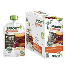 스프라우트 어린이 스무디 8개월+, 6개입, 복숭아 + 사과 + 멀티그레인 + 체리(Peach + Apple + Multigrain + Cherry)