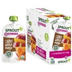 스프라우트 어린이 스무디, 6개입, 당근 + 사과 + 망고(Carrot + Apple + Mango)