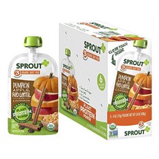 스프라우트 어린이 스무디 8개월+, 6개입, 호박 + 사과 + 레드 렌틸 + 시나몬(Pumpkin + Apple + Red Lentil + Cinnamon)