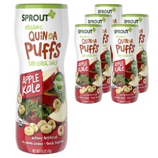 스프라우트 퀴노아 퍼프 어린이 시리얼 스낵, 6개, 사과 + 케일(Apple + Kale)