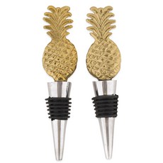Design Imports 파인애플 보틀 와인스토퍼, 2개, Gold