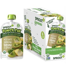 스프라우트 파워 팩 플랜트-베이스드 슈퍼블렌드 어린이 스무디, 키위 + 바나나 + 시금치(Kiwi + Banana + Spinach), 6개입