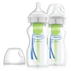 닥터브라운 내추럴 플로우 옵션+ 와이드-넥 젖병 270ml 2개입, Clear
