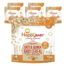 해피베이비 크래프티드 오트밀 시리얼 분말 어린이 미음, 오트 + 퀴노아(Oats + Quinoa), 6개