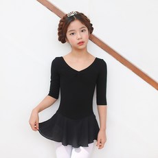 발레랑 국산 베이직 6부 쉬폰발레복(블랙) 여아발레복