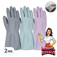 MISS.RORA 라텍스 고무장갑 3개입+은사수세미2장, 2세트, 소(S), 바이올렛1켤레+그레이1켤레+애쉬블루1켤레+은사수세미2개