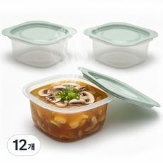 레브홈 국산 전자렌지용 국산 소분 용기 500ml, 12개, 민트