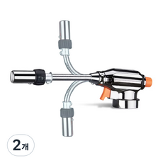 NJM 플랙시블 원터치 점화 가스토치 롱토치 캠핑 요리, 2개, 메탈블랙