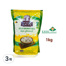 인디아게이트 셀라 바스마티쌀, 1kg, 3개