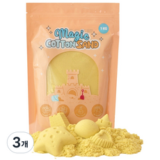 따블리에 매직 코튼 샌드 모래놀이 촉촉한 색모래 8색, 3개, 1kg, 옐로