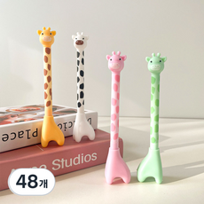 귀여운 스탠드 기린 볼펜 세트 캐릭터 학생 학원 행사 단체 선물 답례품, 48개, 색상혼합