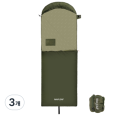 MAPLEAF 1인용 침낭 경량 봉투 후드 침낭 휴대용 방수 면 소재 야외용 침낭 세탁기 3계절 침낭 캠핑 이불 캠핑 침낭 압축팩포함, 3개, Green/Left-hand zipper